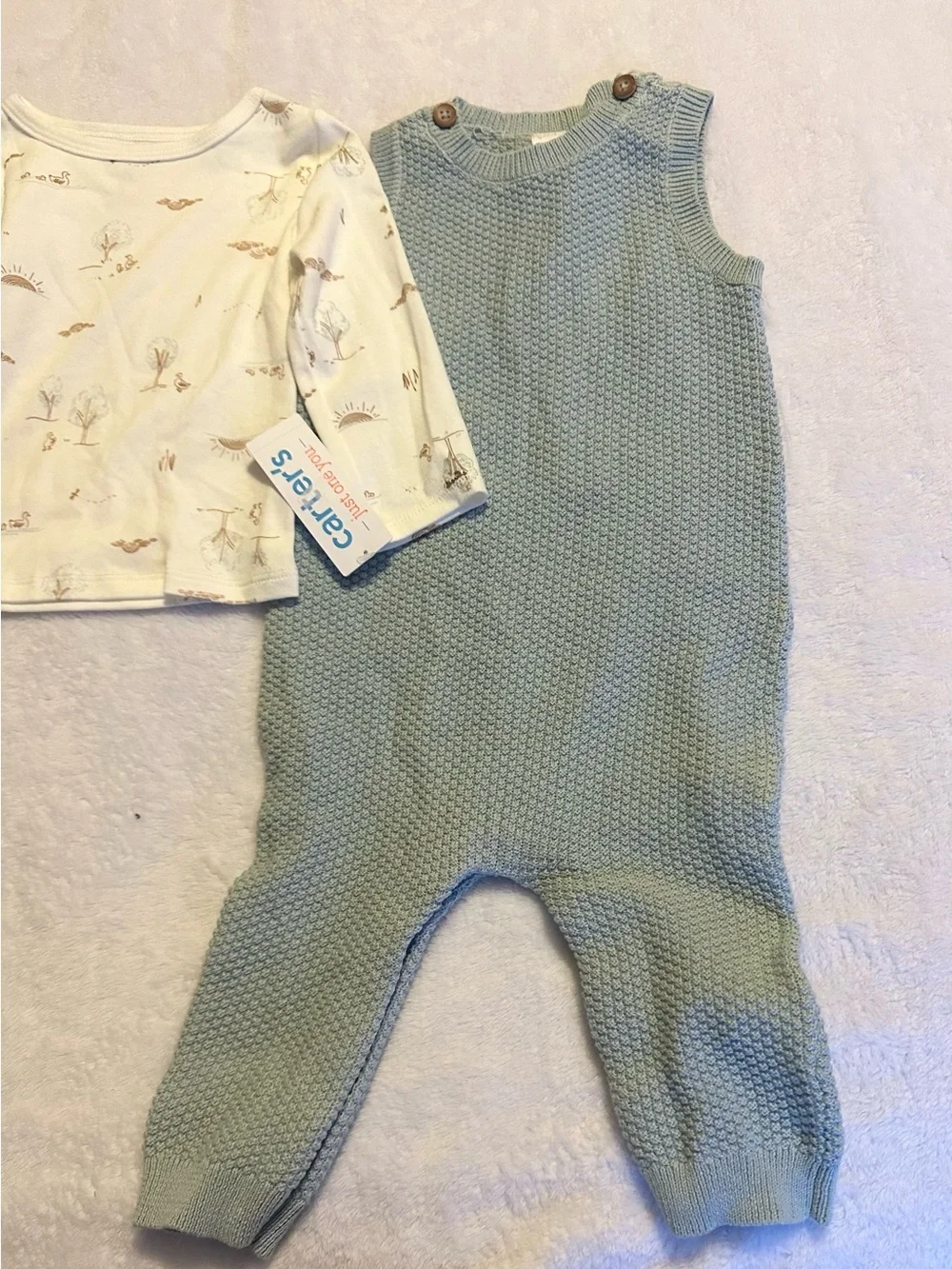 Carter's Mint Green Knit Baby Romper